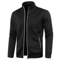 Men's Stand Collar Zip Jacket with Contrast Zip in Black