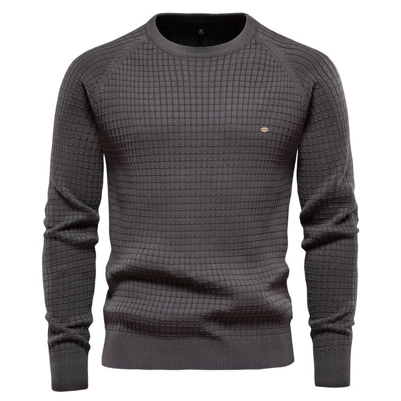 Dark gray men's structured knit sweater