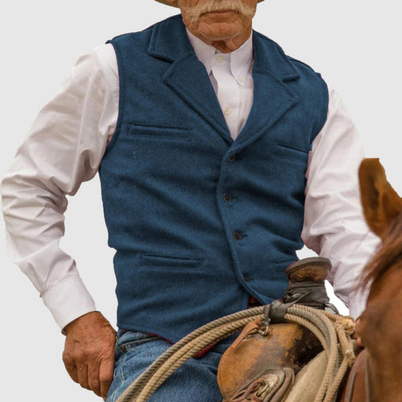 Men's Western Rancher Vest with Button Front in Blue