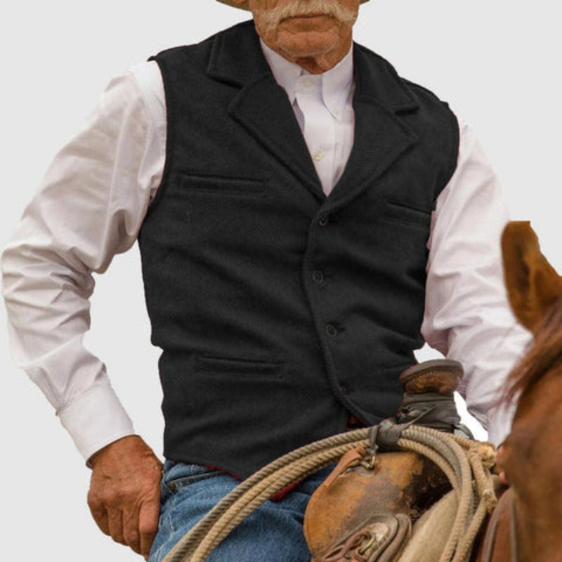 Men's Western Rancher Vest with Button Front in Black