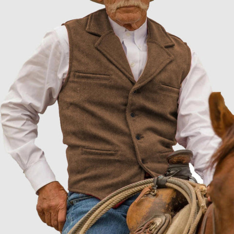 Men's Western Rancher Vest with Button Front in Brown