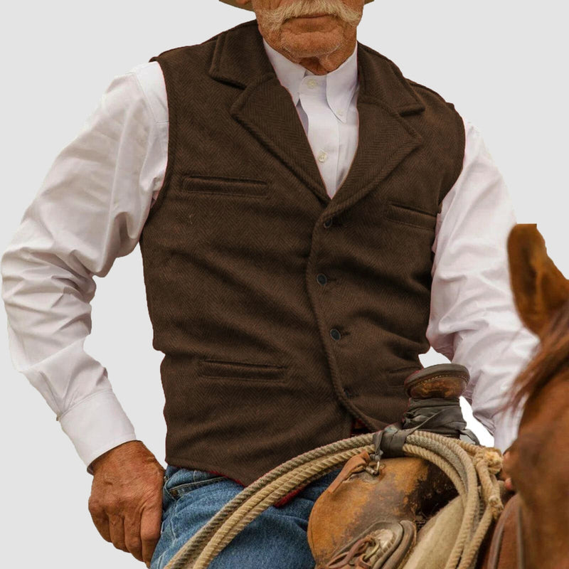 Men's Western Rancher Vest with Button Front in Dark Brown