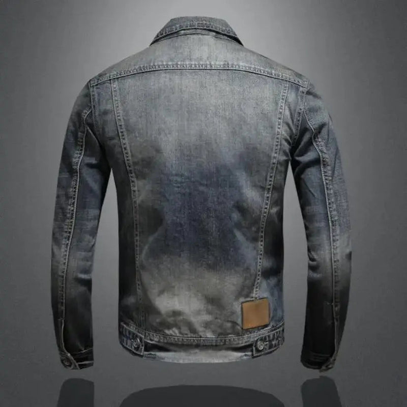 Men's Zip Front Denim Jacket with Washed Finish – alternate view 1