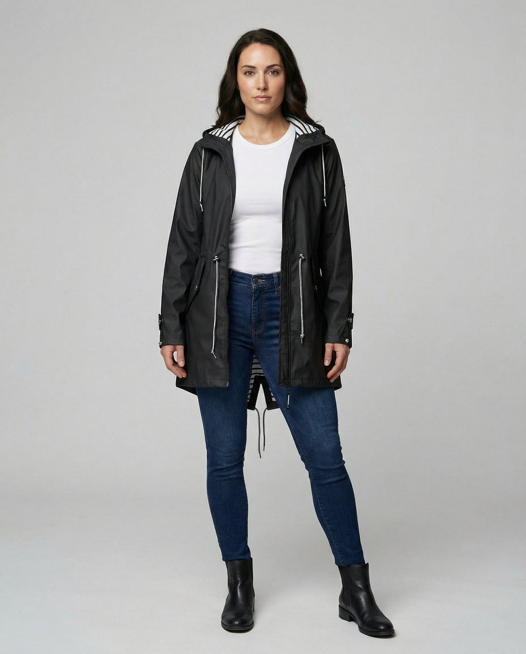 Women's Hooded Zip Front Parka Jacket for Outdoors