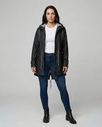 Women's Hooded Zip Front Parka Jacket for Outdoors
