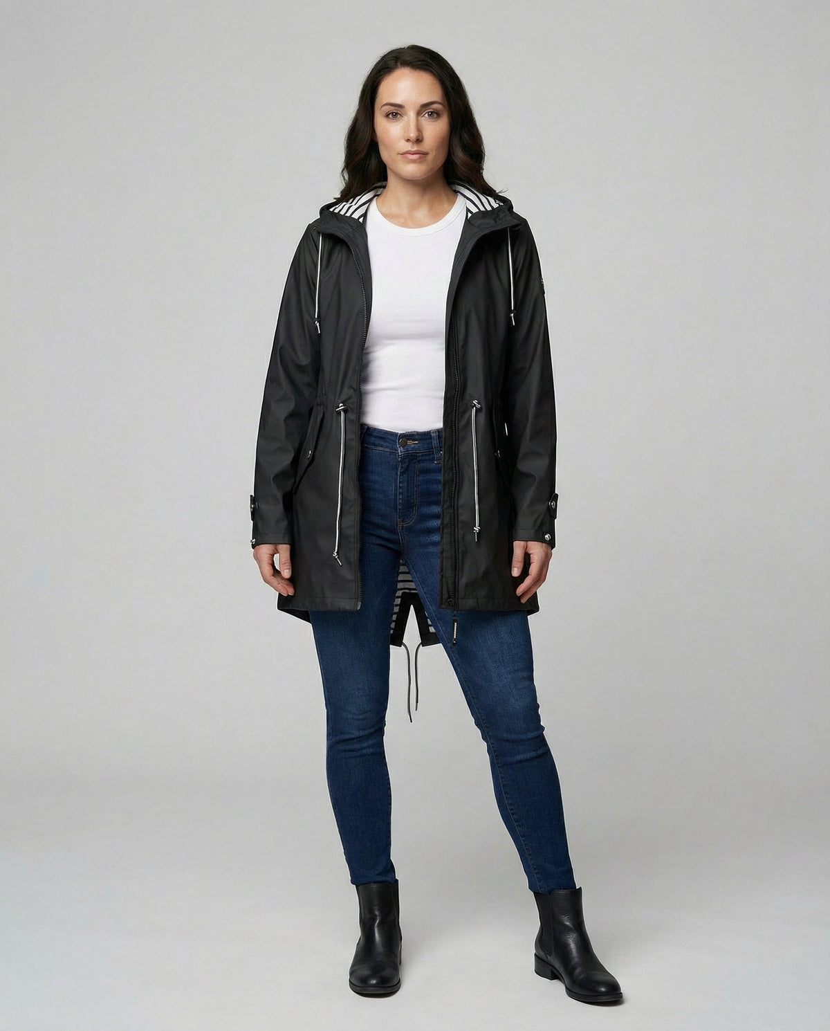 Women's Hooded Zip Front Parka Jacket for Outdoors