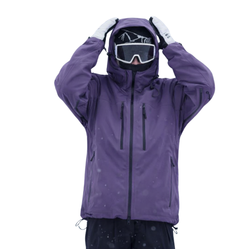 Unisex Hooded Snow Jacket with Zip Pockets in Purple