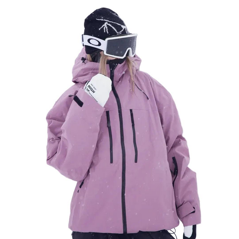 Unisex Hooded Snow Jacket with Zip Pockets in Pink