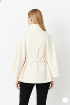 Women's Belted Cape Jacket for Elegant Winter Wear