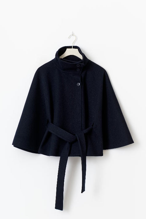 Women's Belted Cape Jacket for Elegant Winter Wear