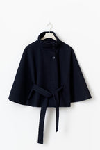 Women's Belted Cape Jacket for Elegant Winter Wear