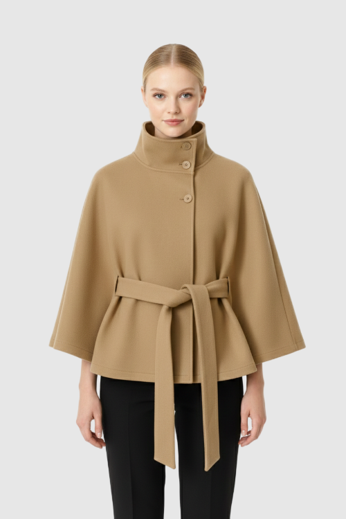  Women's Belted Cape Jacket for Elegant Winter Wear