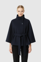 Women's Belted Cape Jacket for Elegant Winter Wear