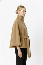 Women's Belted Cape Jacket for Elegant Winter Wear