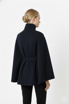 Women's Belted Cape Jacket for Elegant Winter Wear