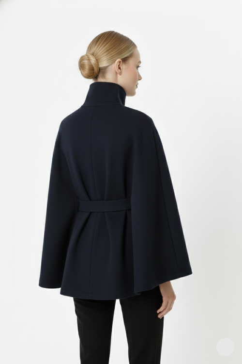 Women's Belted Cape Jacket for Elegant Winter Wear
