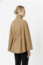 Women's Belted Cape Jacket for Elegant Winter Wear