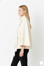 Women's Belted Cape Jacket for Elegant Winter Wear