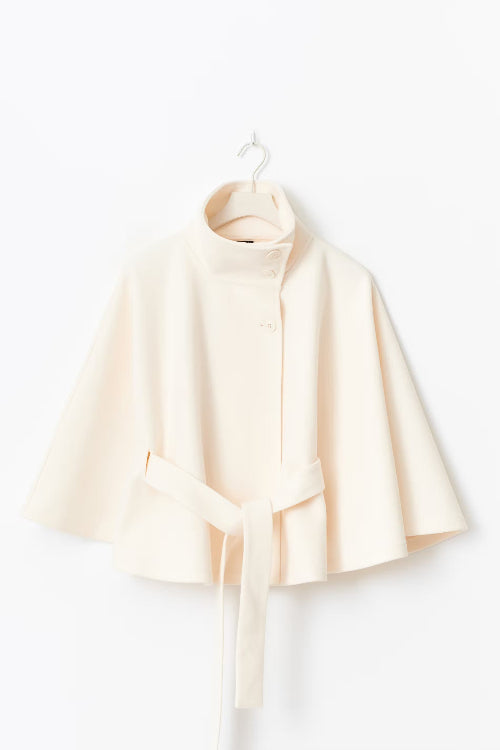 Women's Belted Cape Jacket for Elegant Winter Wear