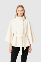 Women's Belted Cape Jacket for Elegant Winter Wear