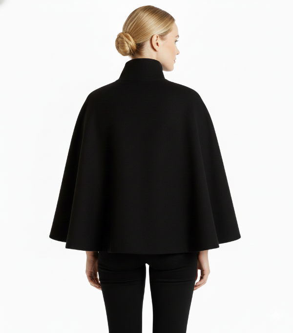 Women's Belted Cape Jacket for Elegant Winter Wear