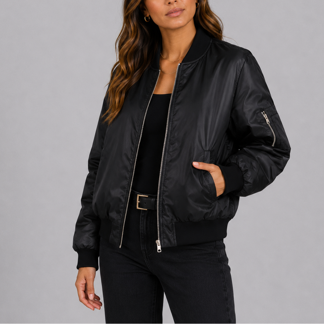 Women's Bomber Jacket for Cooler Autumn Winter Days