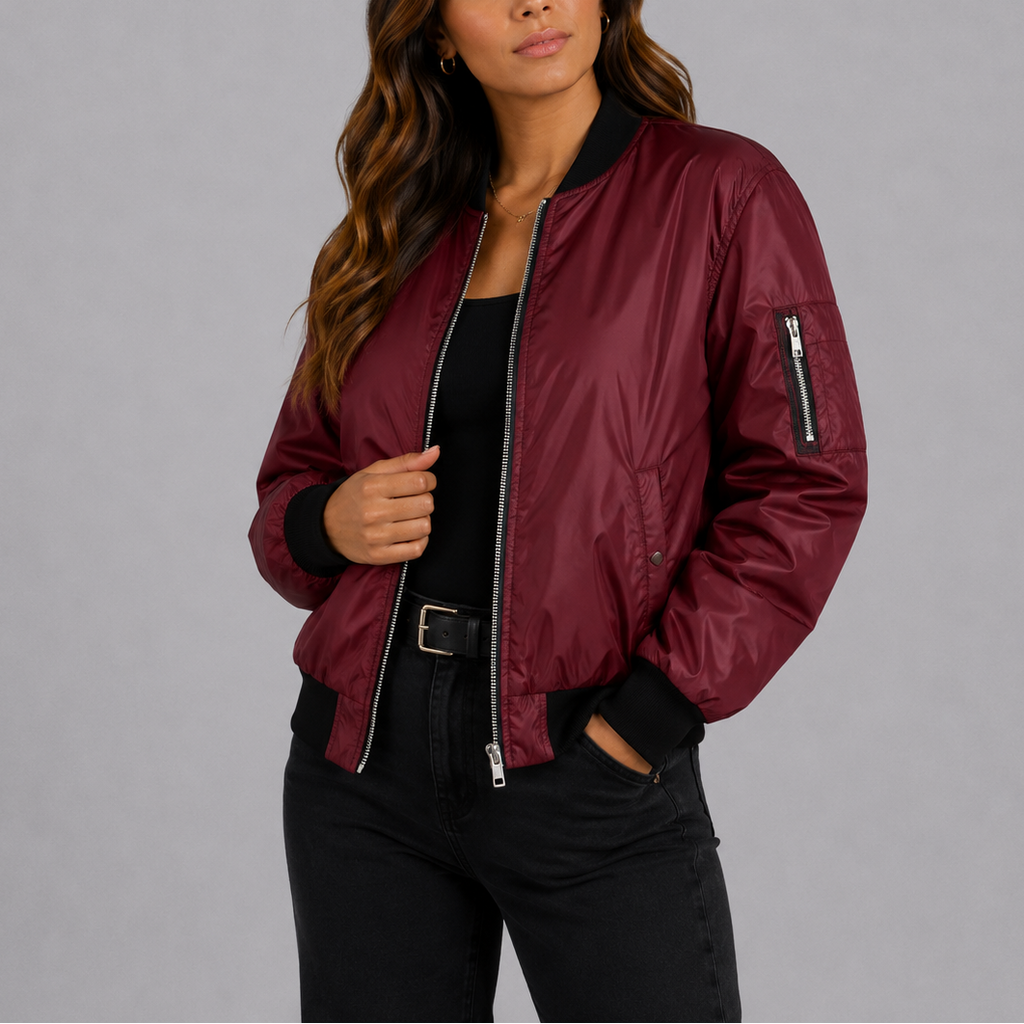Women's Bomber Jacket for Cooler Autumn Winter Days