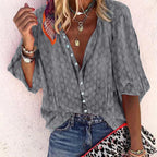 Women's Button Blouse for Leisure and Holiday Wear