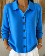 Women's Button Front Collared Knit Cardigan for Autumn