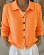 Women's Button Front Collared Knit Cardigan for Autumn