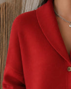 Women's Button Front Collared Knit Cardigan for Autumn