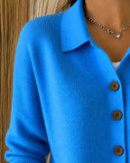 Women's Button Front Collared Knit Cardigan for Autumn