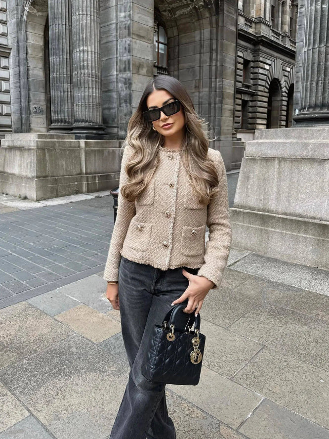 Women's Button Front Knit Jacket for Everyday Wear