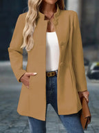 Women's Buttoned Jacket for Autumn Winter Layering Wear