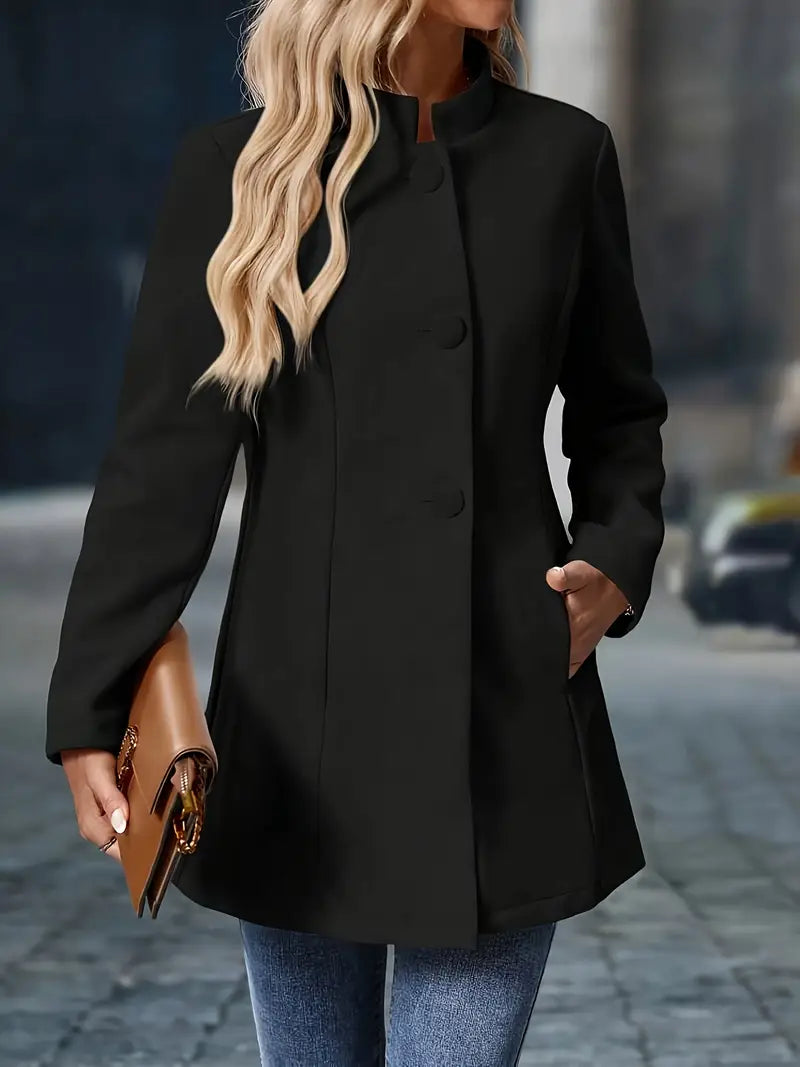 Women's Buttoned Jacket for Autumn Winter Layering Wear