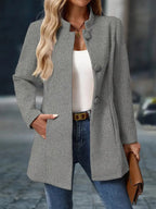 Women's Buttoned Jacket for Autumn Winter Layering Wear