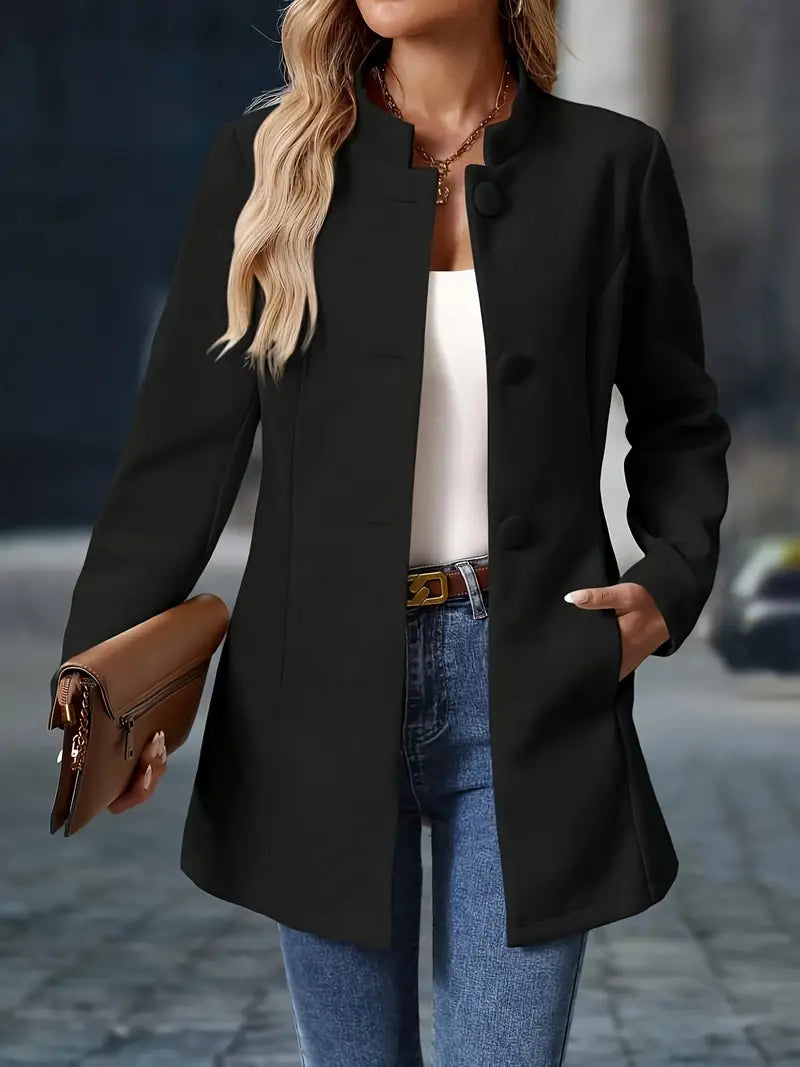 Women's Buttoned Jacket for Autumn Winter Layering Wear