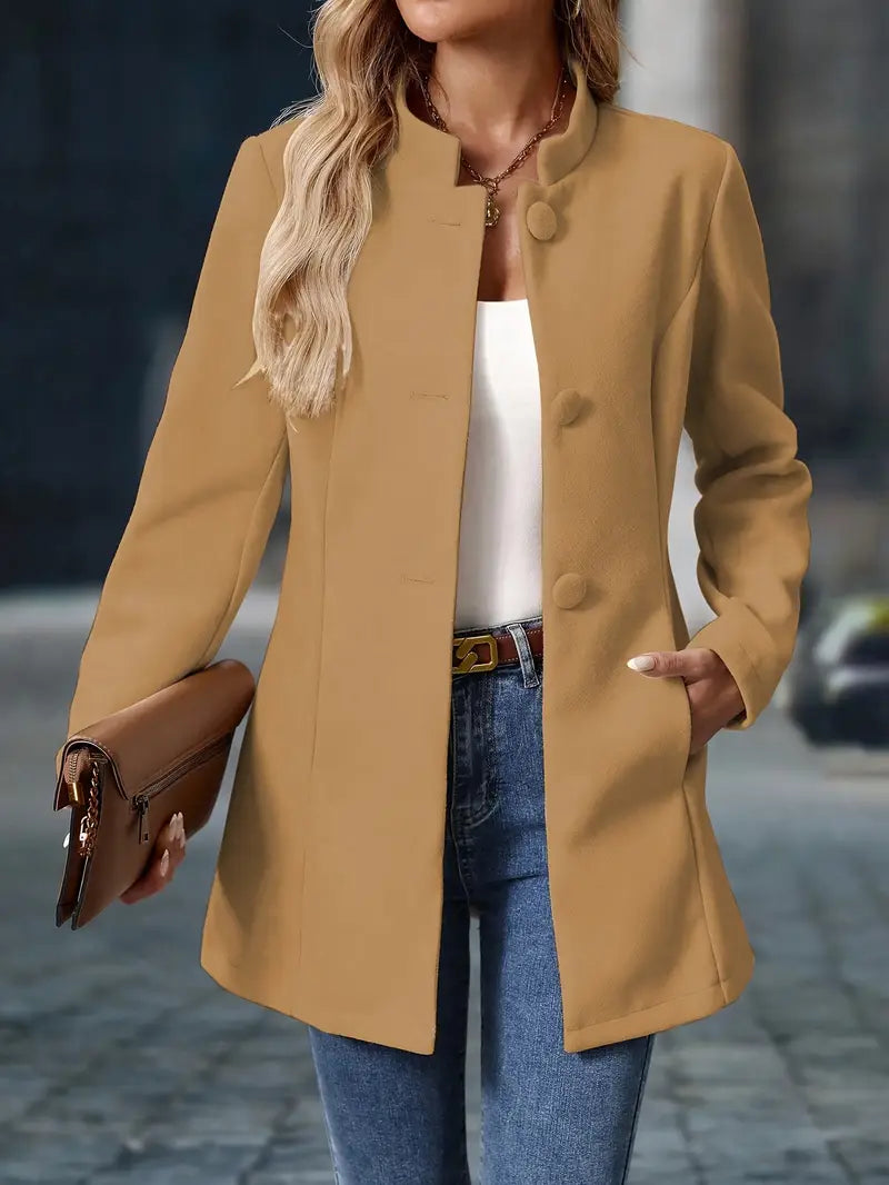 Women's Buttoned Jacket for Autumn Winter Layering Wear
