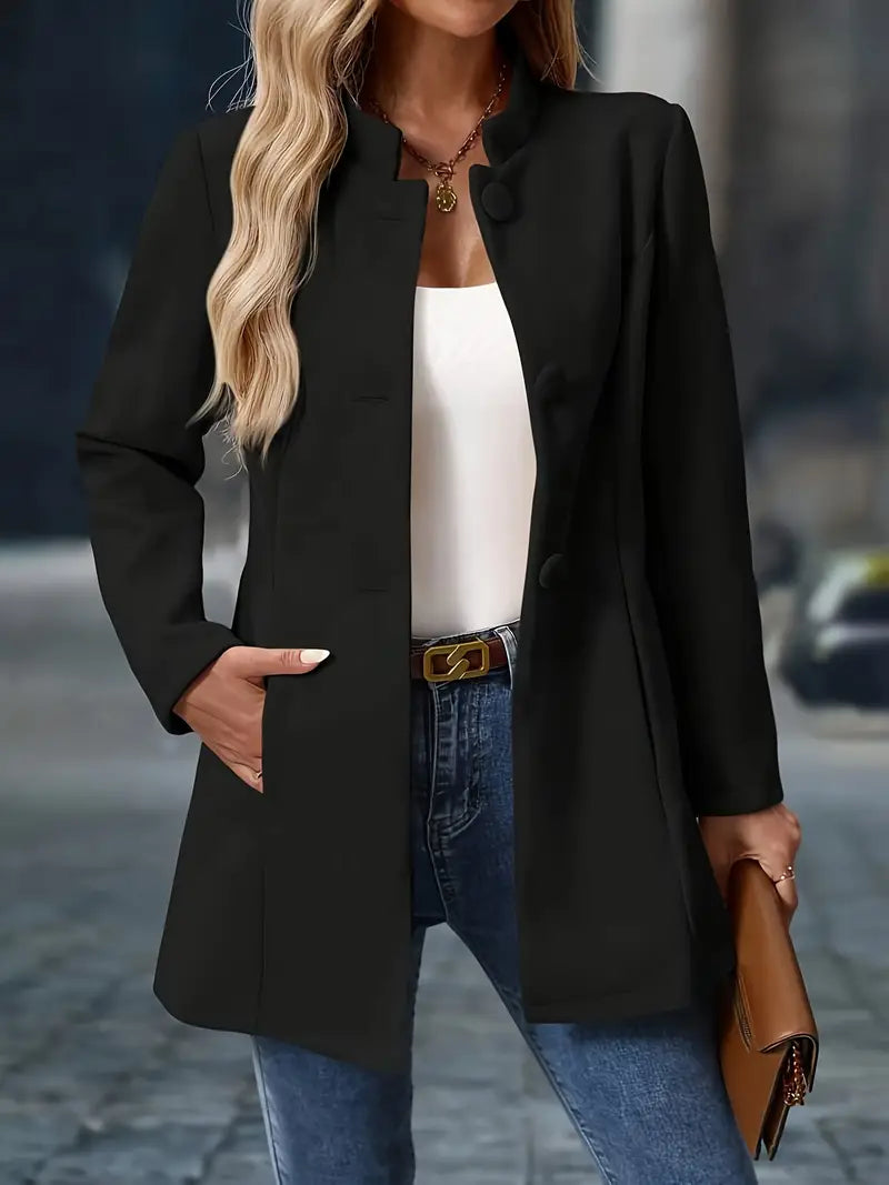 Women's Buttoned Jacket for Autumn Winter Layering Wear