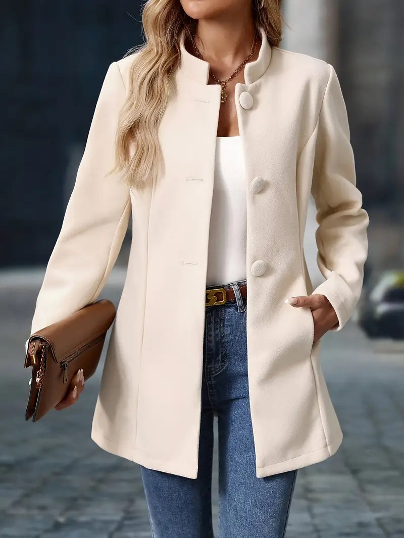 Women's Buttoned Jacket for Autumn Winter Layering Wear