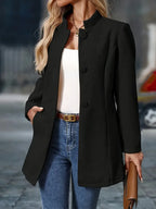 Women's Buttoned Jacket for Autumn Winter Layering Wear