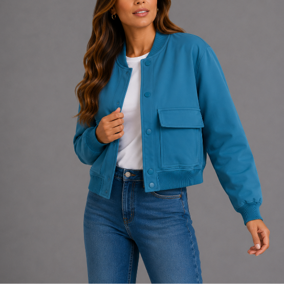 Women's Casual Bomber Jacket for Spring Autumn Wear