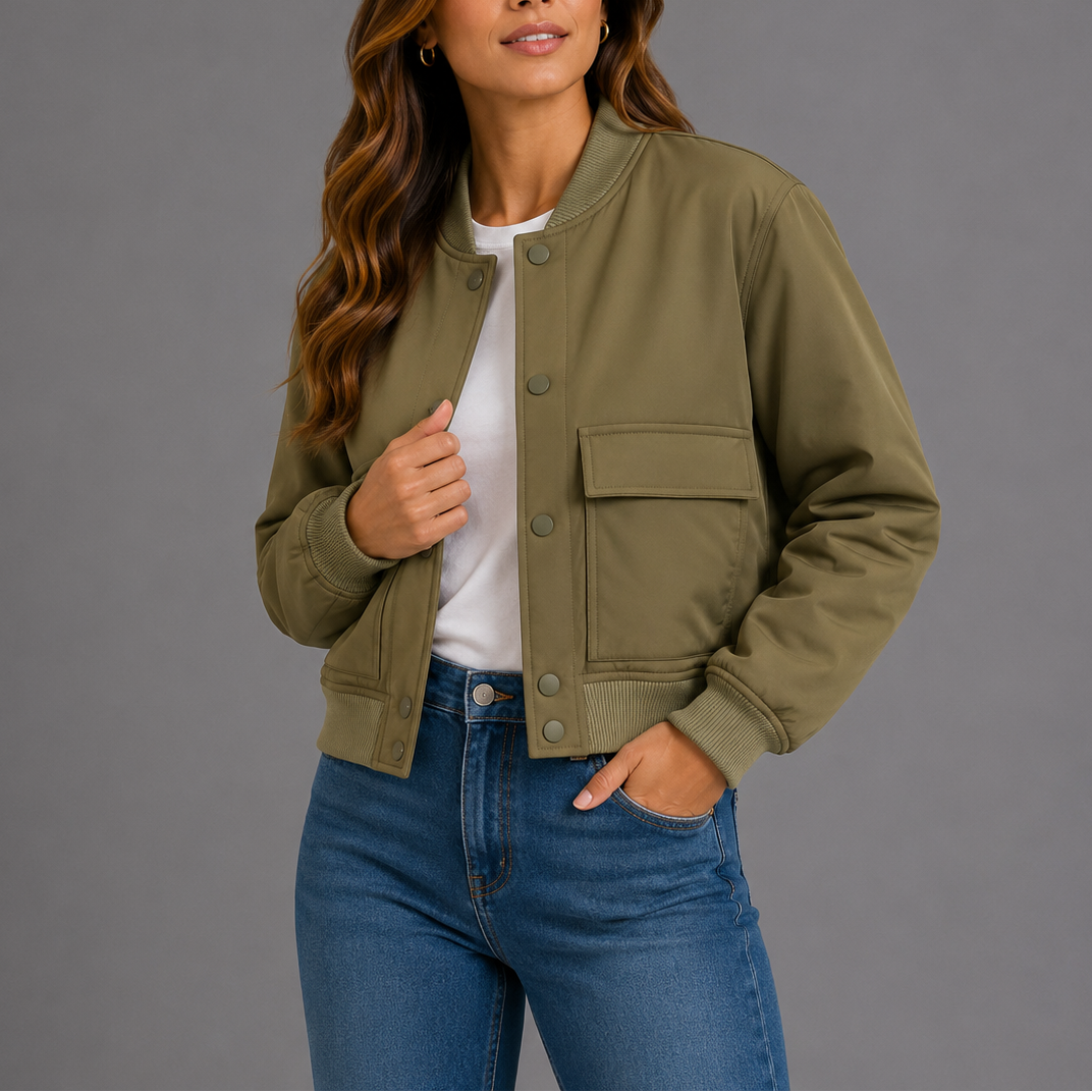 Women's Casual Bomber Jacket for Spring Autumn Wear