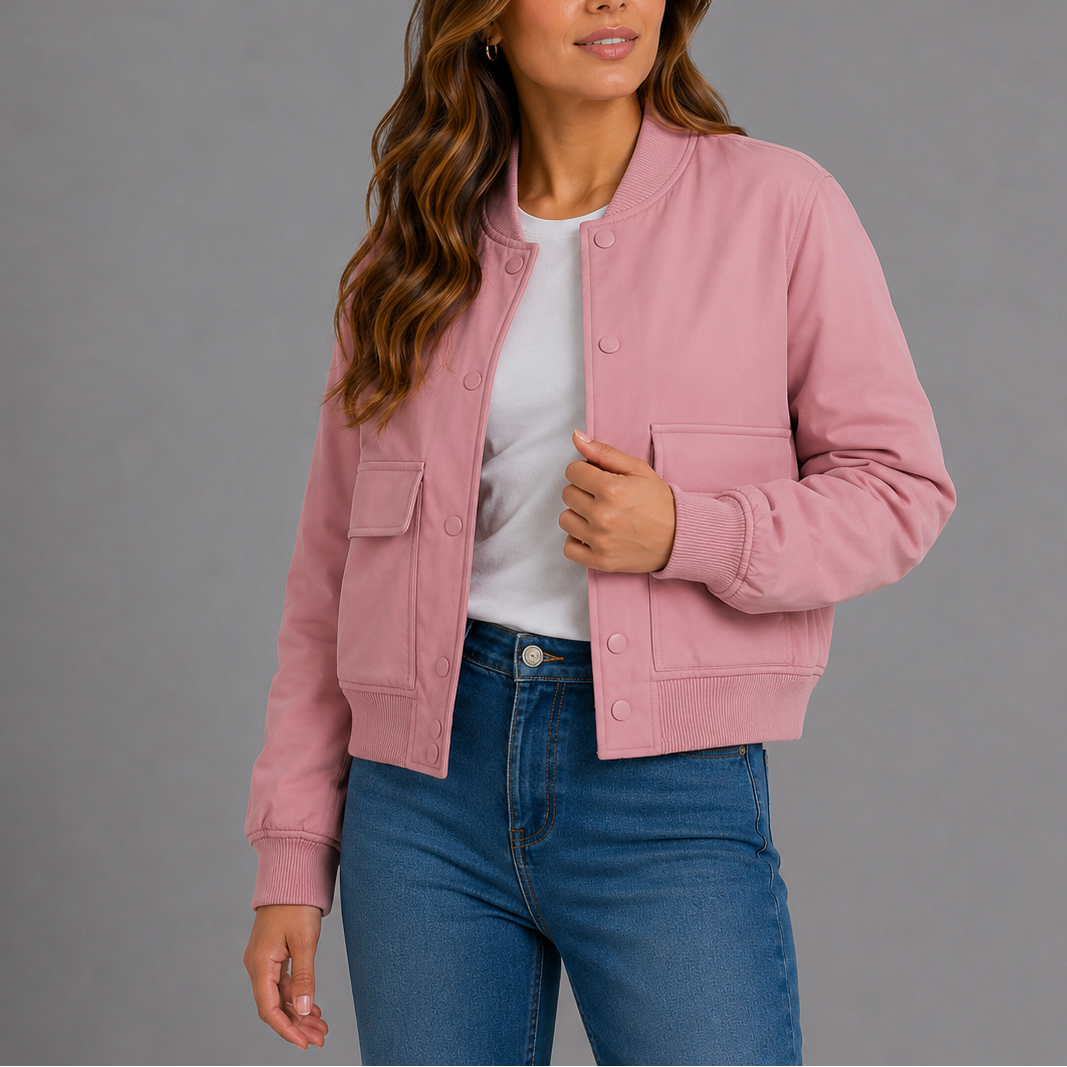 Women's Casual Bomber Jacket for Spring Autumn Wear