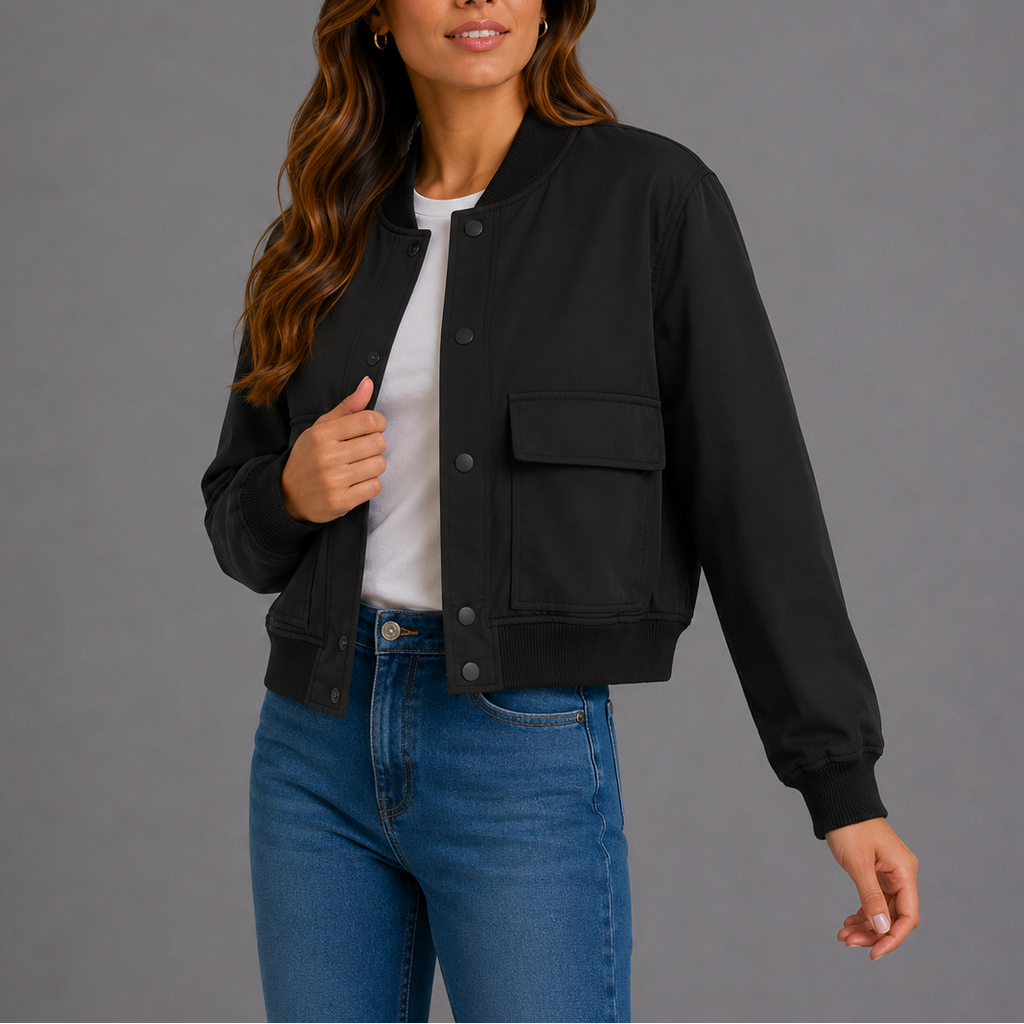 Women's Casual Bomber Jacket for Spring Autumn Wear