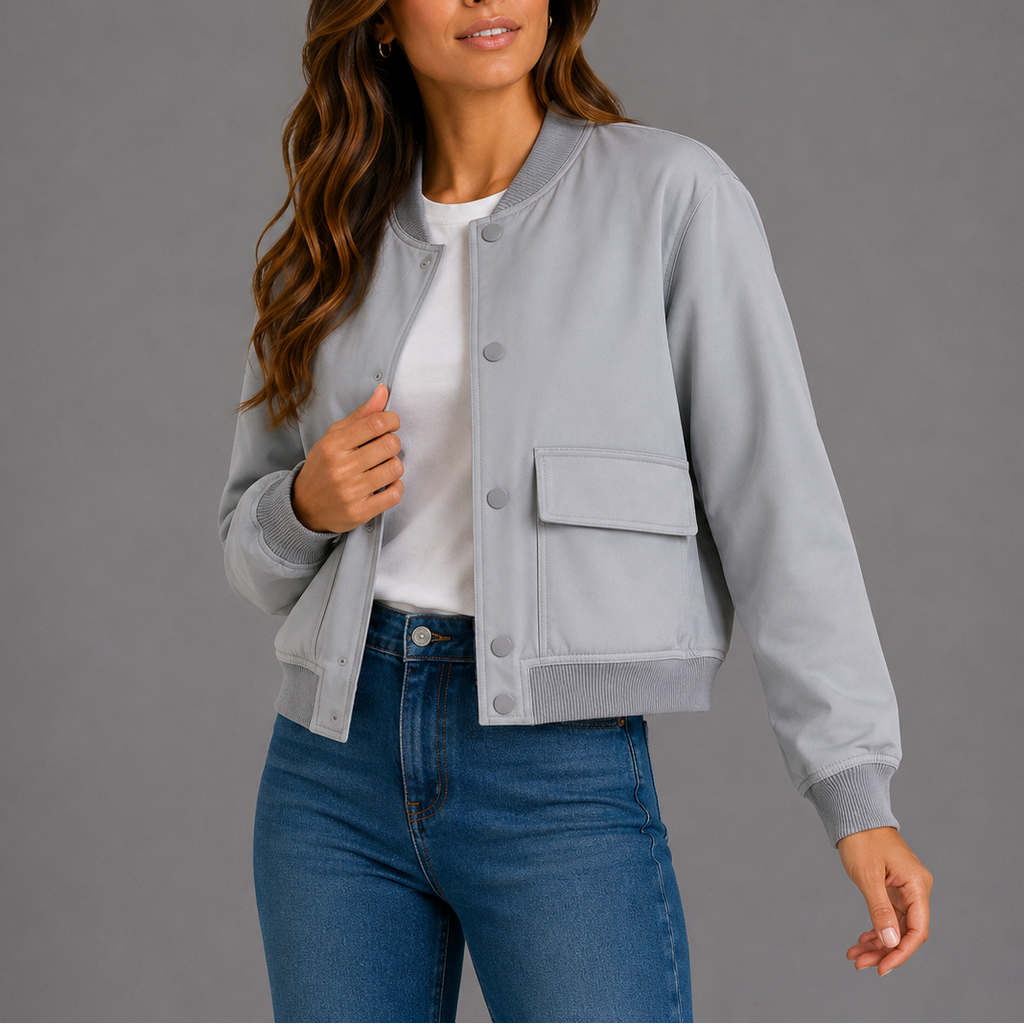 Women's Casual Bomber Jacket for Spring Autumn Wear