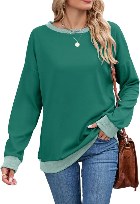 Women's Contrast Trim Sweatshirt for Autumn Winter Wear
