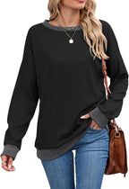 Women's Contrast Trim Sweatshirt for Autumn Winter Wear