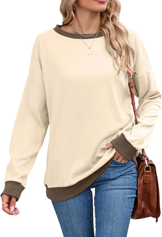 Women's Contrast Trim Sweatshirt for Autumn Winter Wear