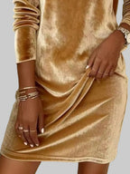 Women's Cowl Neck Long Sleeve Dress Autumn Winter